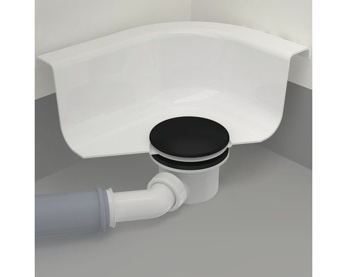 Eckbadewanne mit Ablaufgarnitur und Siphon