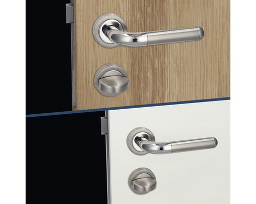 Türbeschlag-Set mit Schloss auf Holz- und Weißlacktür