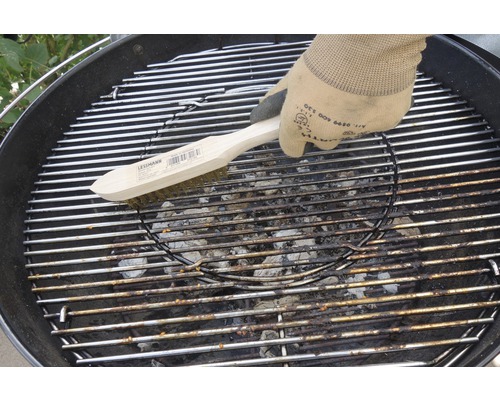 Grillrost Reinigung mit Grillbürste