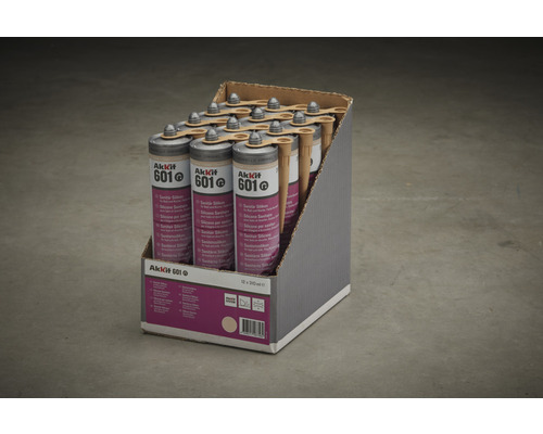 Verpackung Sanitär Silikon von Akkit 601 mit zwölf Tuben