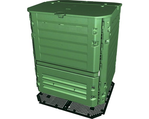 Komposter aus Kunststoff mit Belüftungslöchern und Gitterboden