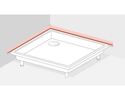 Eckmontage einer Duschwanne mit Dichtband