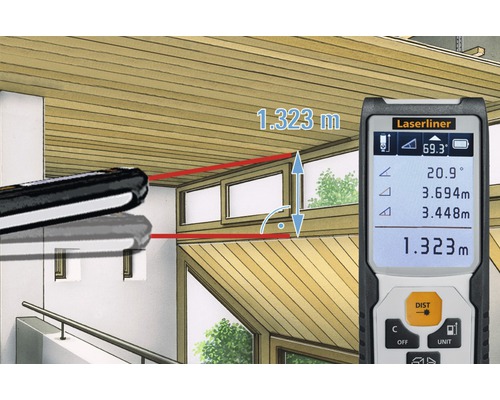 Laserentfernungsmesser im Einsatz zur Messung eines Raumes