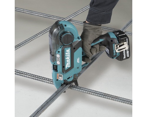 Makita Logo. Akku-Bindemaschine zum Verbinden von Bewehrungsstäben.