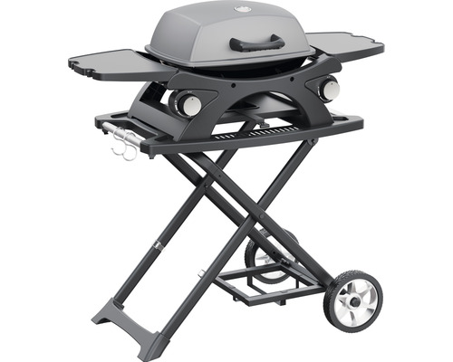 Tragbarer Gasgrill mit klappbarem Untergestell und Seitenablagen