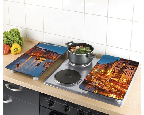 Herdabdeckplatten mit Venedig Motiv auf einem Küchenherd