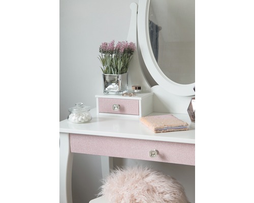 Frisiertisch mit Spiegel, Schubladen und Dekoration