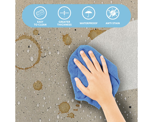 Symbolbild für leichte Reinigung, größere Dicke, Wasserdichtigkeit und Fleckschutz einer Oberfläche