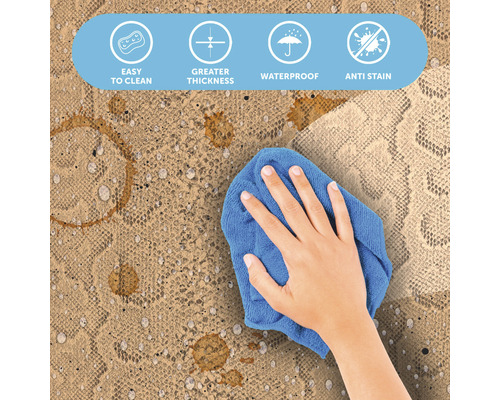 Demonstration der Reinigung einer wasserfesten, schmutzabweisenden und leicht zu reinigenden Oberfläche