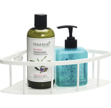 Eckregal mit Haarshampoo und Spülung