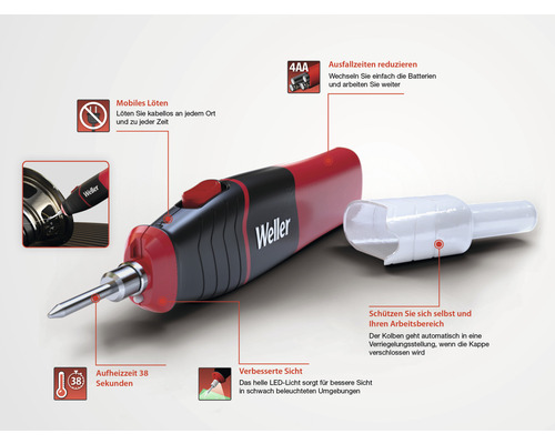 Akkulötkolben mit Schutzkappe