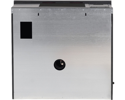 Rückansicht eines Herdes mit Anschlüssen für Abluft und Strom