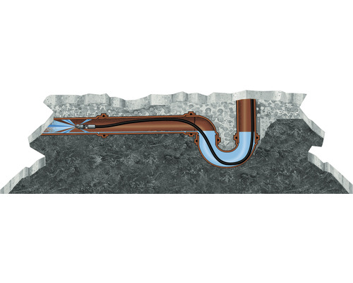 Illustration einer Rohrreinigung mit einer Spirale