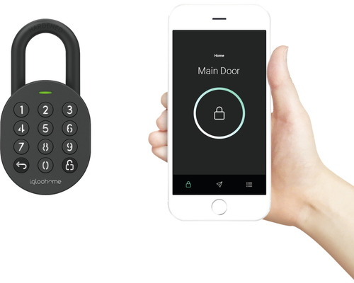 Digitales Vorhängeschloss mit numerischer Tastatur und Smartphone-Steuerung