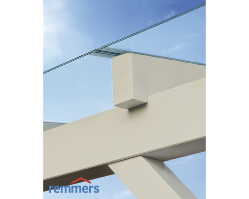 Detailansicht einer Glasüberdachung mit Holzkonstruktion