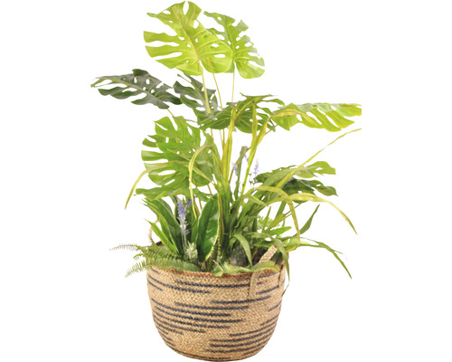 Korb mit künstlichen Zimmerpflanzen