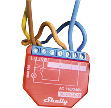 Shelly Relais mit angeschlossenen Kabeln