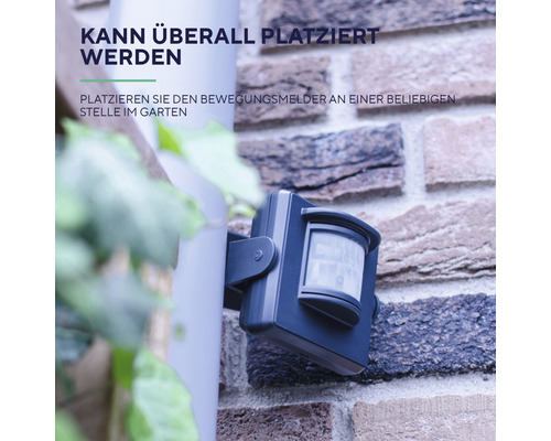 Bewegungsmelder zur flexiblen Platzierung im Garten