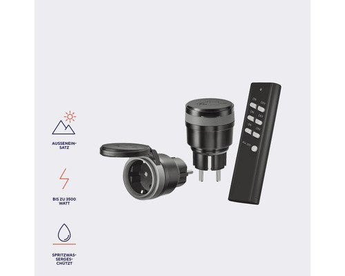 Funksteckdosen-Set für den Außenbereich mit Fernbedienung