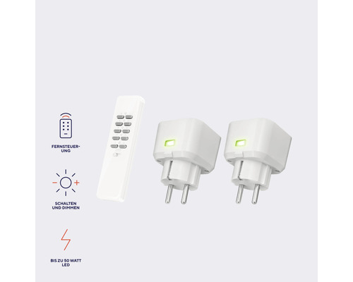 Zwei Funksteckdosen mit Fernbedienung