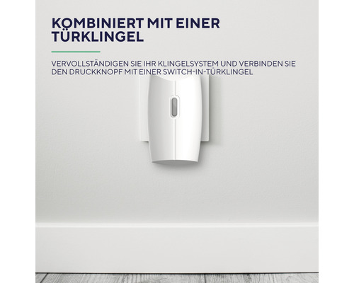 Weißer Funk-Türdrücker zur Kombination mit einer Türklingel
