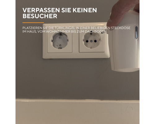 Drahtlose Türklingel zur Verwendung in einer Steckdose.