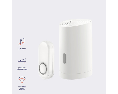Kabellose Türklingel mit sechs Melodien und vier Lautstärkestufen
