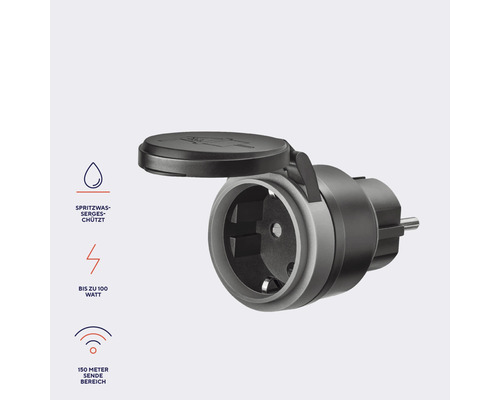 Spritzwassergeschützte Funksteckdose für den Außenbereich
