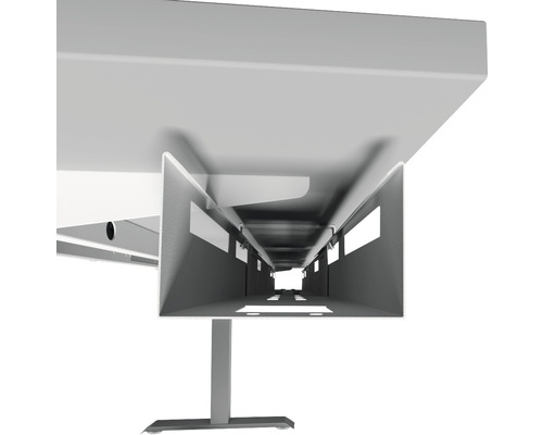 Kabelführung unter einem Tisch zur Organisation von Kabeln.