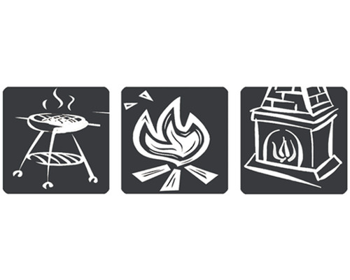 Symbole für Grill, Feuer und Kamin