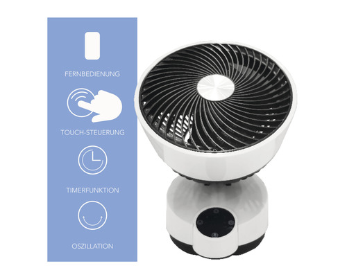 Tischventilator mit Fernbedienung, Touch Steuerung, Timerfunktion und Oszillation