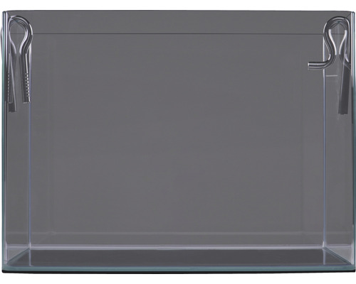 Leeres Glasaquarium mit Halterungen