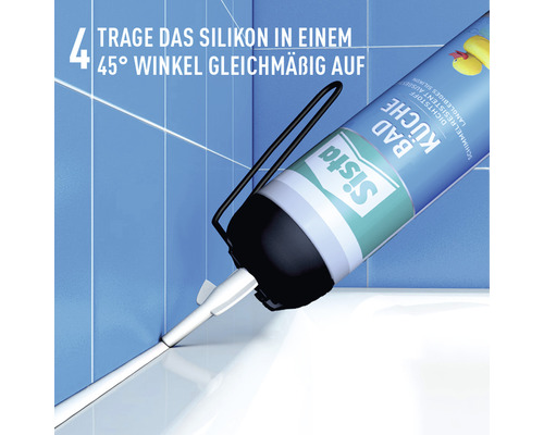 Auftragen von Fugensilikon im Badezimmer mit Sista Silikon