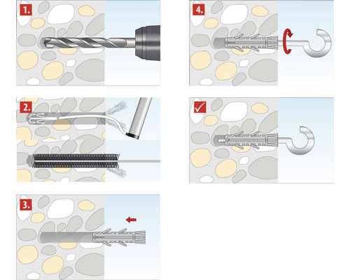 Anleitung zur Dübelmontage in einer Steinwand