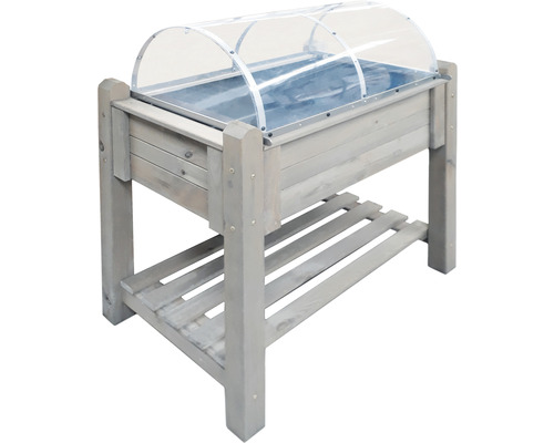 Hochbeet aus Holz mit Frühbeetaufsatz