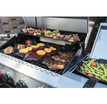 Gasgrill Nexgrill 4 Brenner+Rückbrenner+Seitenbrenner schwarz inkl. Ablage,Deckelthermometer,Fettauffangschale,Grillrost,Hitzebeständiger Griff,Rückwandbrenner,Seitenablage,Seitentisch,Warmhalterost Grillrost Gusseisen emailliert