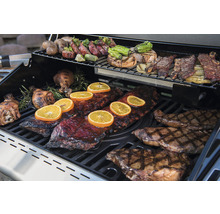 Gasgrill Nexgrill 4 Brenner+Rückbrenner+Seitenbrenner schwarz inkl. Ablage,Deckelthermometer,Fettauffangschale,Grillrost,Hitzebeständiger Griff,Rückwandbrenner,Seitenablage,Seitentisch,Warmhalterost Grillrost Gusseisen emailliert