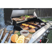 Gasgrill Nexgrill 4 Brenner+Rückbrenner+Seitenbrenner schwarz inkl. Ablage,Deckelthermometer,Fettauffangschale,Grillrost,Hitzebeständiger Griff,Rückwandbrenner,Seitenablage,Seitentisch,Warmhalterost Grillrost Gusseisen emailliert