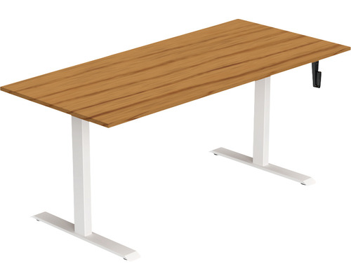 Höhenverstellbarer Schreibtisch mit Holzplatte und Gestell