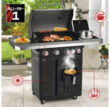 All-in-One Grill mit Grillgut, Frittierkorb und Kochstelle