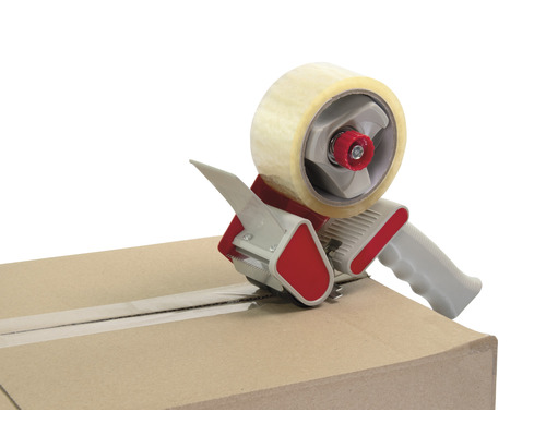 Verpackungsklebebandabroller auf einem Karton