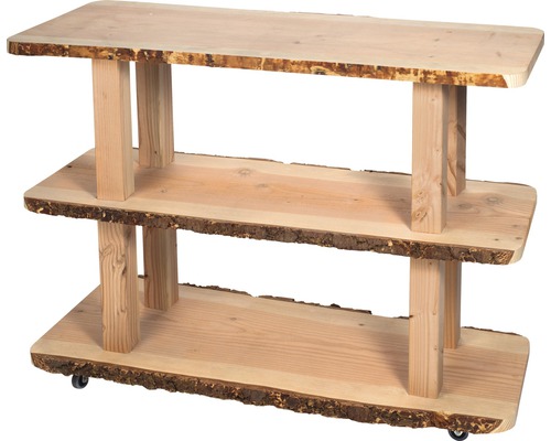 Regalwagen mit drei Ebenen aus unbehandeltem Holz