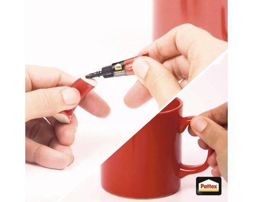 Reparatur einer Keramiktasse mit Pattex Flüssigkleber