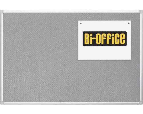 Graue Pinnwand mit Bi-Office Logo