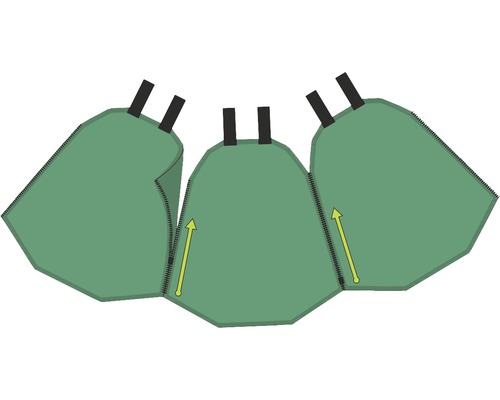 Illustration einer modularen Pflanztasche mit Reißverschlüssen