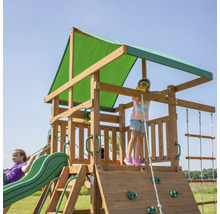 Spielturm aus Holz mit Rutsche, Kletterwand und Aussichtsplattform für Kinder