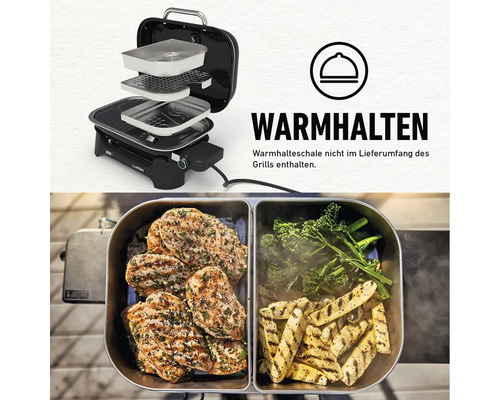 Lumia Grill mit Warmhaltefunktion und gegrilltem Essen