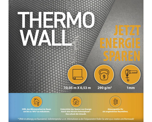 Thermo Wall zur Reduzierung des Wärmeverlusts mit den Maßen 10,05 m x 0,53 m und einem Gewicht von 290 g/m² bei einer Stärke von 1 mm