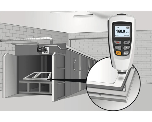 Lackschichtdickenmessgerät im Einsatz an einer Beschichtungsanlage