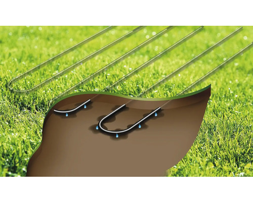 Illustration eines Bewässerungssystems auf einer Rasenfläche